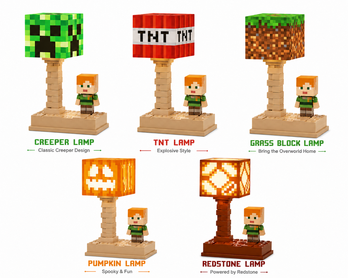 Pixel Block Minecraft Table Lamp