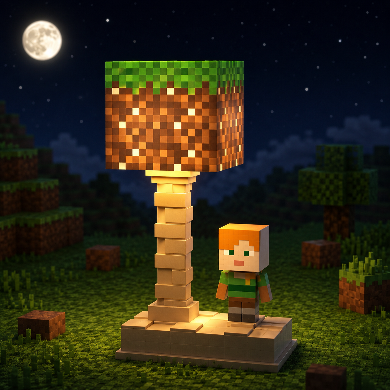 Pixel Block Glow Craft Table Lamp