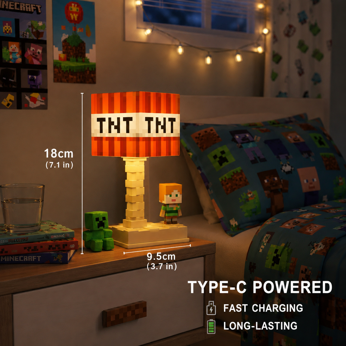 Pixel Block Minecraft Table Lamp