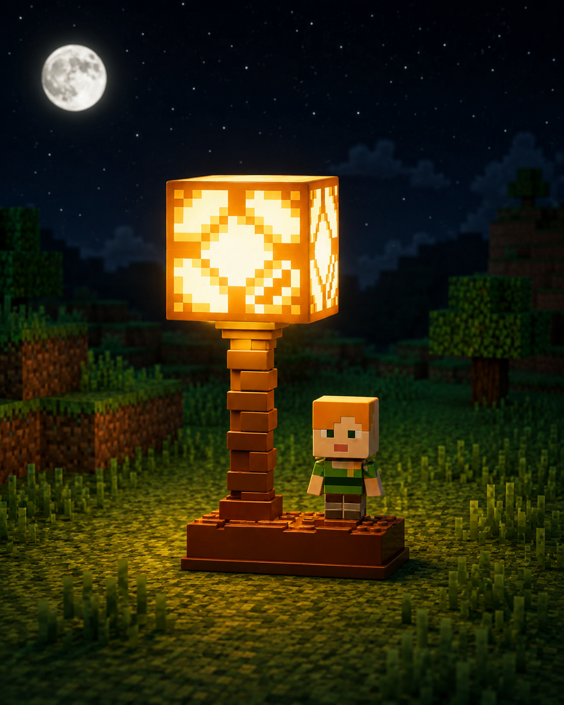 Pixel Block Minecraft Table Lamp